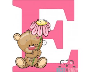 Letter "E" Alphabet, Teddy with flower, 16 cm