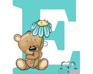Letter "E" Alphabet, Teddy with flower, 16 cm