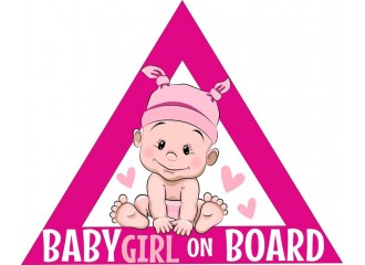 Baby girl on board car sticker, girl