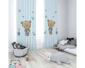 TEDDY BEAR baby room curtain, stripes