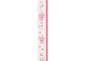 ME-02A PINK BEAR growth chart wall decor - 20 x 120 cm (measuring to 150 cm)