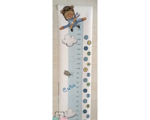 MW-06 BEAR in PLANE growth chart wall decor - 35 x 120 cm (measuring to 150 cm)
