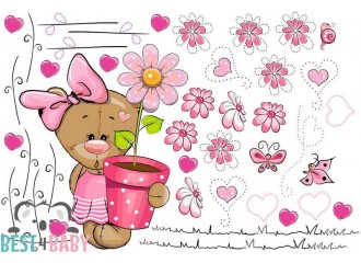 B-09A Girl Pink Teddy bear wall decor