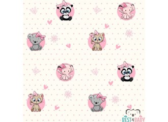 WP-14A GIRL ANIMALS baby room wallpaper - 50 cm wide