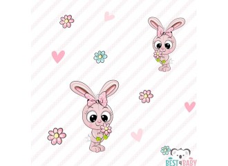 WP-03A PINK BUNNY baby room wallpaper - 50 cm wide