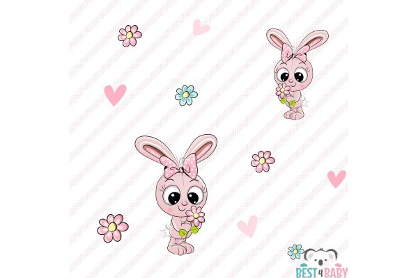 WP-03A PINK BUNNY baby room wallpaper - 50 cm wide