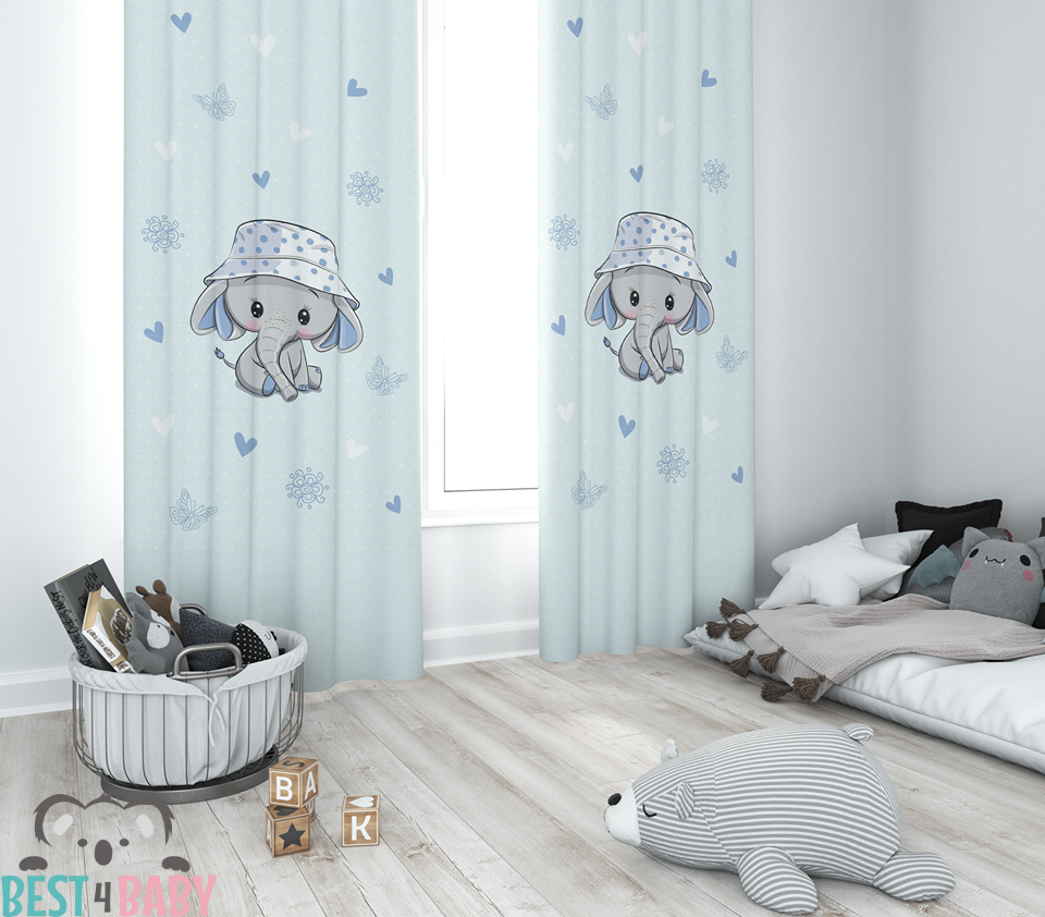 elephant baby room curtain